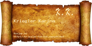 Kriegler Karina névjegykártya